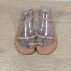 Ancient Greek Sandals Sandals Women 11 Tan Leather Strappy Flat Braided Boho
